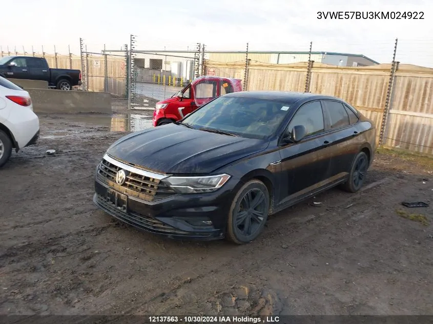 2019 Volkswagen Jetta VIN: 3VWE57BU3KM024922 Lot: 12137563