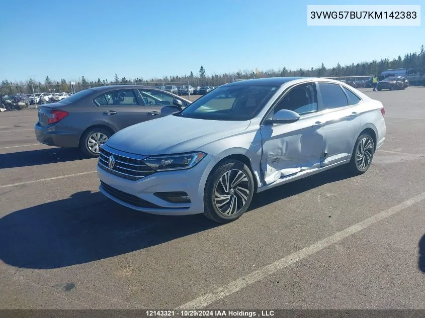 2019 Volkswagen Jetta VIN: 3VWG57BU7KM142383 Lot: 12143321