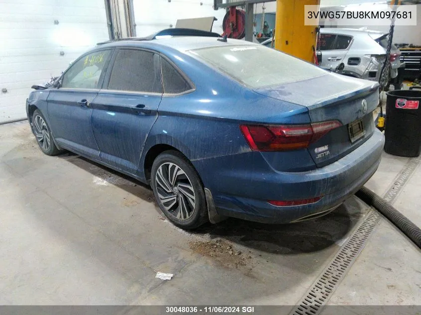 2019 Volkswagen Jetta Sel Premium VIN: 3VWG57BU8KM097681 Lot: 30048036