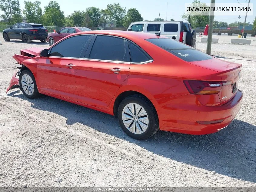 2019 Volkswagen Jetta S/Se/R-Line VIN: 3VWC57BU5KM113446 Lot: 39706822