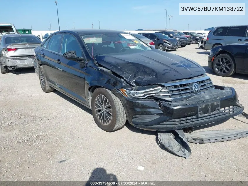 2019 Volkswagen Jetta 1.4T R-Line/1.4T S/1.4T Se VIN: 3VWC57BU7KM138722 Lot: 39794630