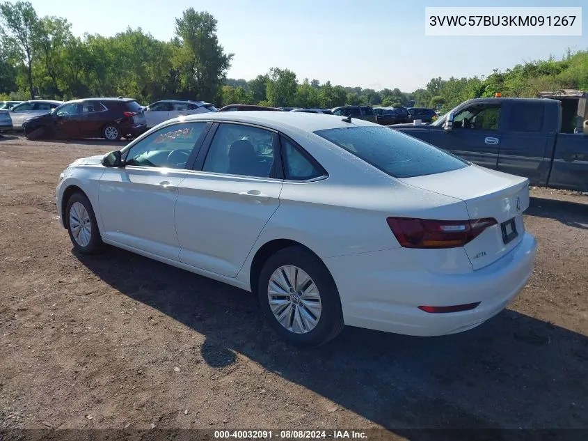 2019 Volkswagen Jetta 1.4T R-Line/1.4T S/1.4T Se VIN: 3VWC57BU3KM091267 Lot: 40032091