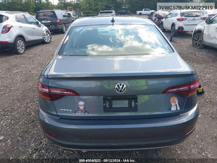 2019 Volkswagen Jetta 1.4T R-Line/1.4T S/1.4T Se VIN: 3VWC57BU5KM022919 Lot: 40040522