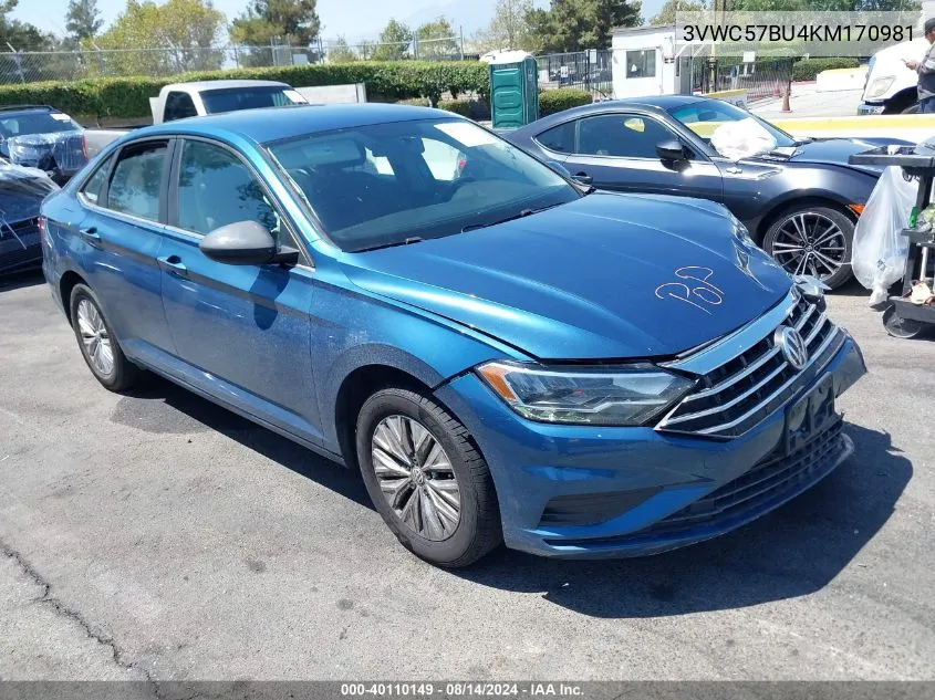 2019 Volkswagen Jetta 1.4T R-Line/1.4T S/1.4T Se VIN: 3VWC57BU4KM170981 Lot: 40110149