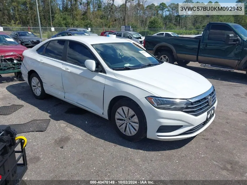 2019 Volkswagen Jetta 1.4T R-Line/1.4T S/1.4T Se VIN: 3VWC57BU0KM092943 Lot: 40478149