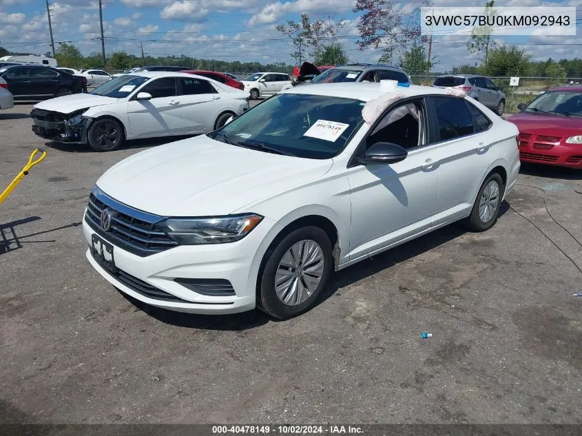 2019 Volkswagen Jetta 1.4T R-Line/1.4T S/1.4T Se VIN: 3VWC57BU0KM092943 Lot: 40478149