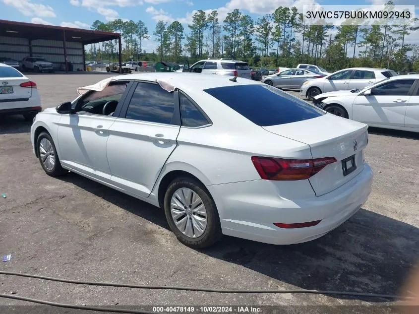 2019 Volkswagen Jetta 1.4T R-Line/1.4T S/1.4T Se VIN: 3VWC57BU0KM092943 Lot: 40478149