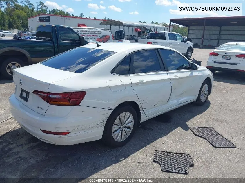 2019 Volkswagen Jetta 1.4T R-Line/1.4T S/1.4T Se VIN: 3VWC57BU0KM092943 Lot: 40478149