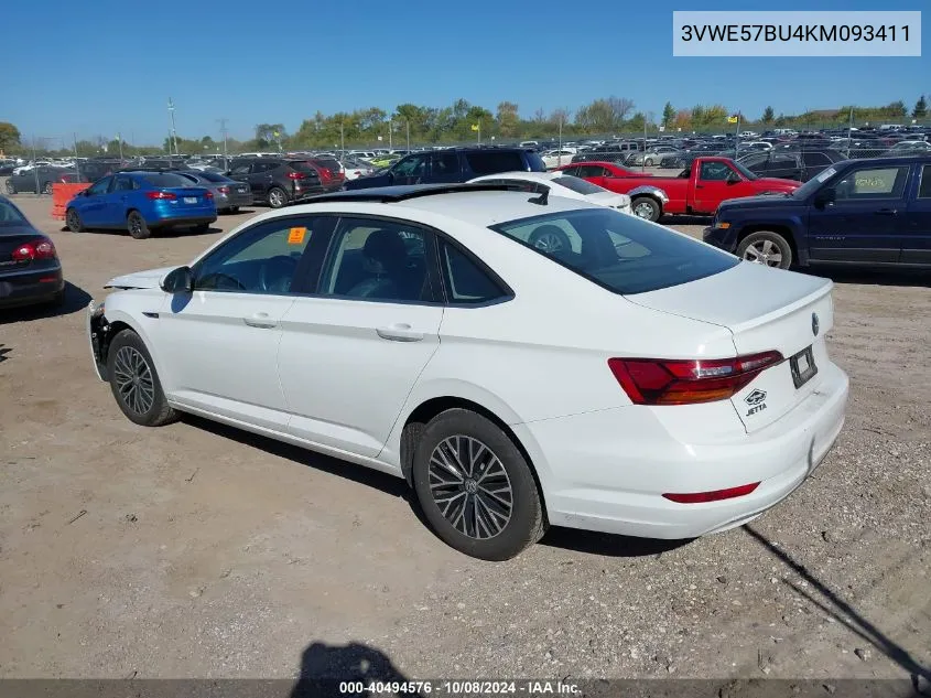 2019 Volkswagen Jetta Sel VIN: 3VWE57BU4KM093411 Lot: 40494576