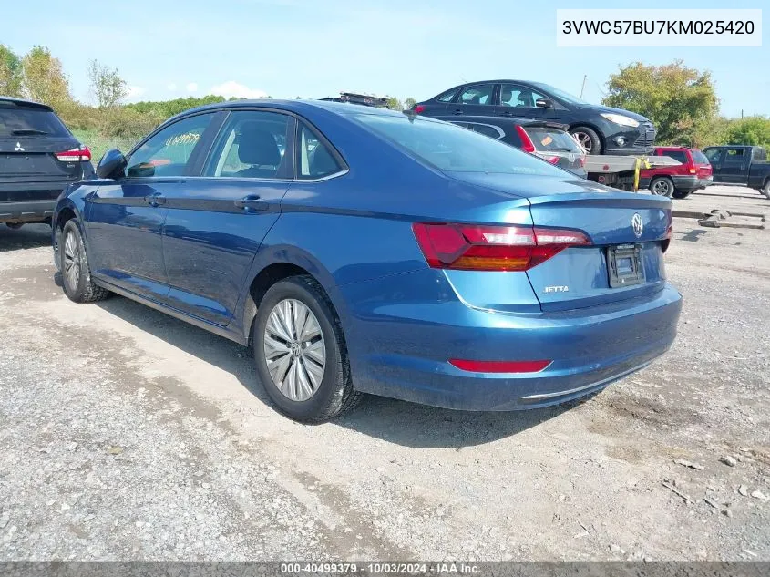 2019 Volkswagen Jetta 1.4T R-Line/1.4T S/1.4T Se VIN: 3VWC57BU7KM025420 Lot: 40499379