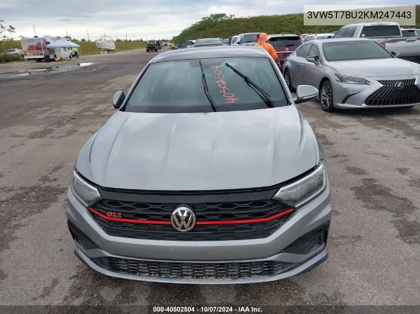 2019 Volkswagen Jetta Gli 2.0T 35Th Anniversary Edition/2.0T Autobahn/2.0T S VIN: 3VW5T7BU2KM247443 Lot: 40502504