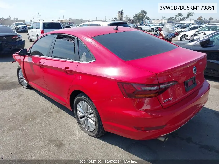 2019 Volkswagen Jetta S/Se/R-Line VIN: 3VWCB7BU5KM173851 Lot: 40527102