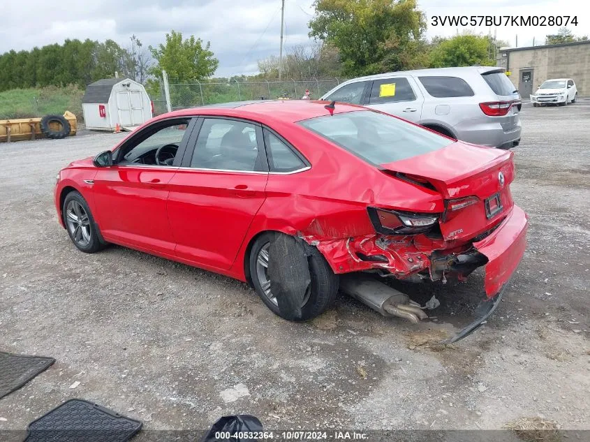 2019 Volkswagen Jetta 1.4T R-Line/1.4T S/1.4T Se VIN: 3VWC57BU7KM028074 Lot: 40532364