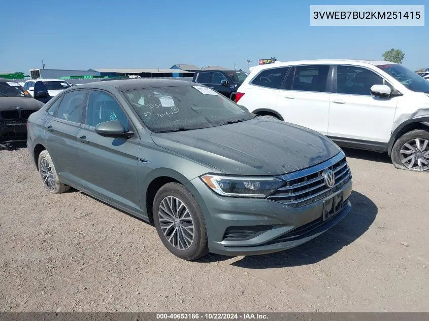 2019 Volkswagen Jetta 1.4T Sel VIN: 3VWEB7BU2KM251415 Lot: 40653186