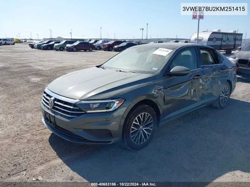 2019 Volkswagen Jetta 1.4T Sel VIN: 3VWEB7BU2KM251415 Lot: 40653186