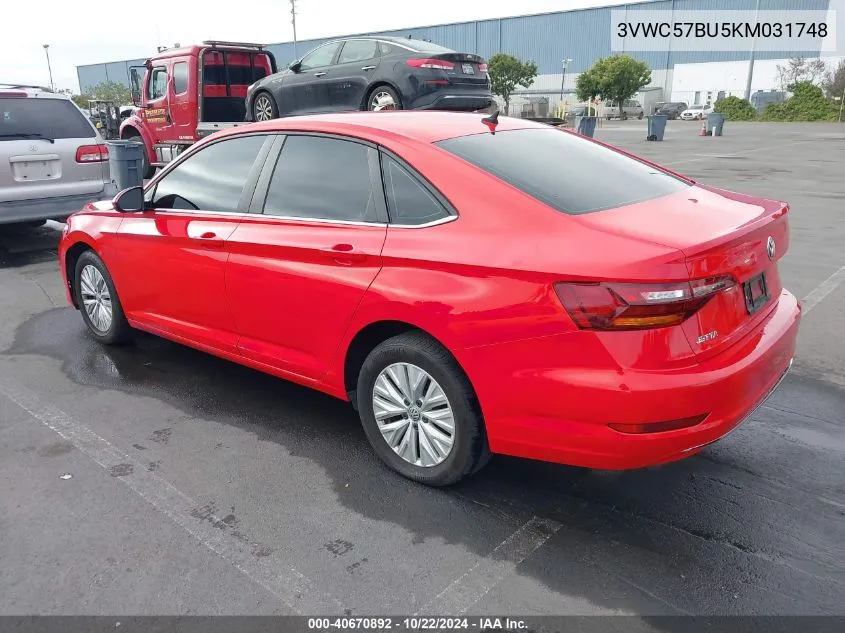 2019 Volkswagen Jetta 1.4T R-Line/1.4T S/1.4T Se VIN: 3VWC57BU5KM031748 Lot: 40670892