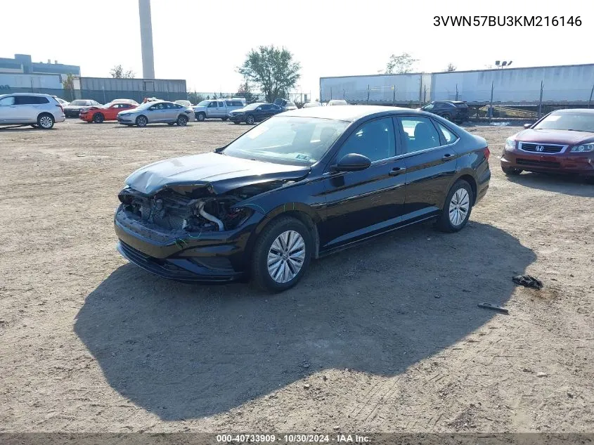 2019 Volkswagen Jetta 1.4T S VIN: 3VWN57BU3KM216146 Lot: 40733909