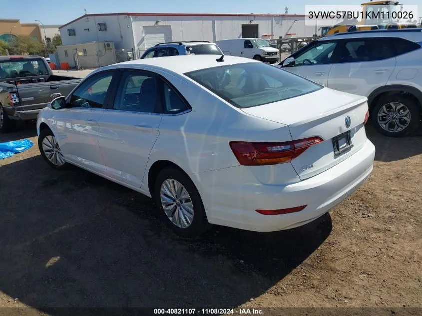 2019 Volkswagen Jetta 1.4T R-Line/1.4T S/1.4T Se VIN: 3VWC57BU1KM110026 Lot: 40821107