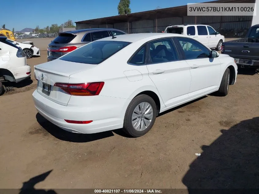 2019 Volkswagen Jetta 1.4T R-Line/1.4T S/1.4T Se VIN: 3VWC57BU1KM110026 Lot: 40821107