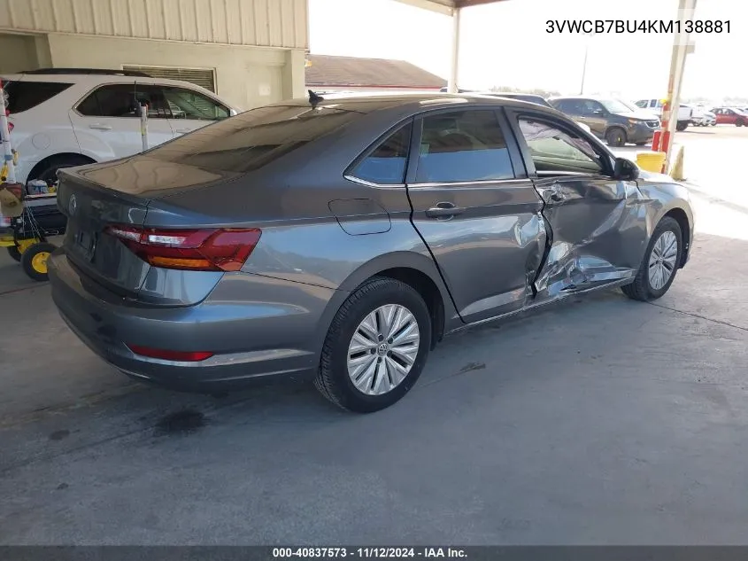 2019 Volkswagen Jetta 1.4T R-Line/1.4T S/1.4T Se VIN: 3VWCB7BU4KM138881 Lot: 40837573