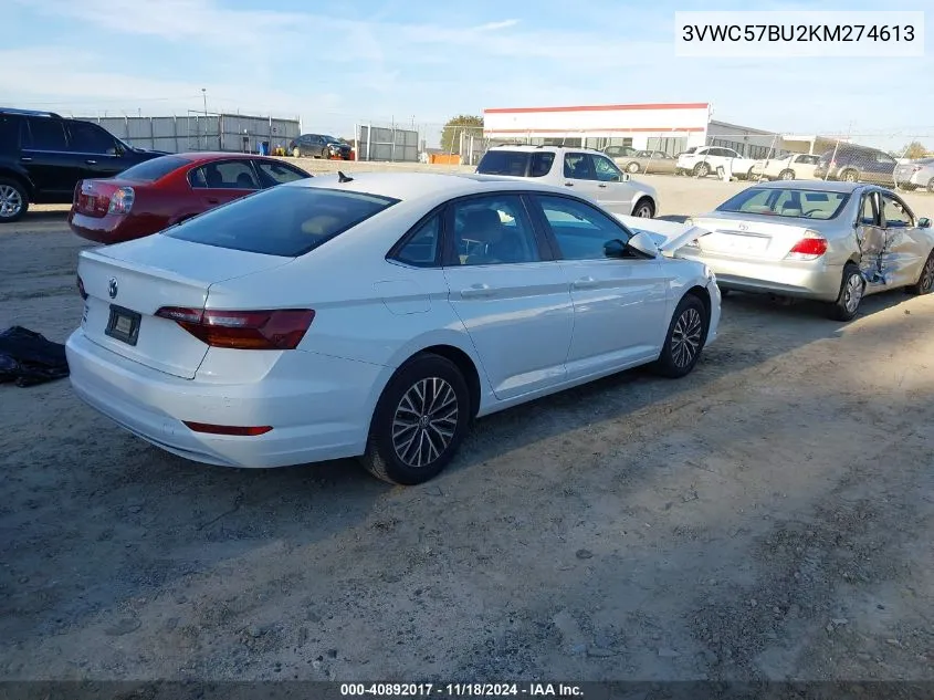 2019 Volkswagen Jetta 1.4T R-Line/1.4T S/1.4T Se VIN: 3VWC57BU2KM274613 Lot: 40892017