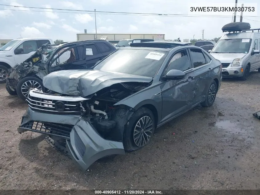 2019 Volkswagen Jetta Sel VIN: 3VWE57BU3KM030753 Lot: 40905412