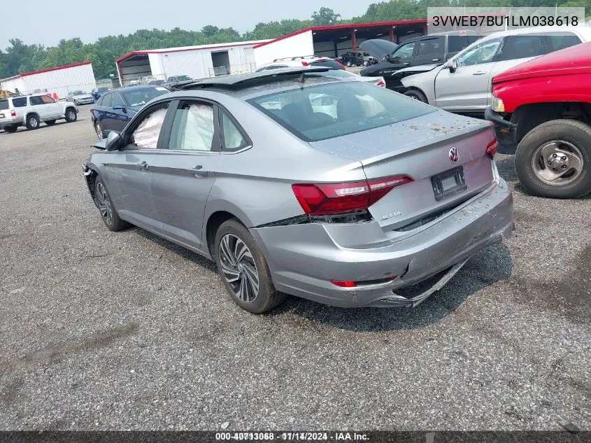 2020 Volkswagen Jetta 1.4T Sel VIN: 3VWEB7BU1LM038618 Lot: 40713068