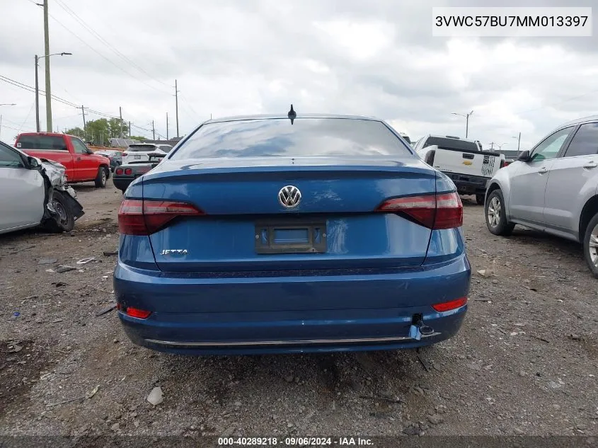 2021 Volkswagen Jetta 1.4T R-Line/1.4T S/1.4T Se VIN: 3VWC57BU7MM013397 Lot: 40289218