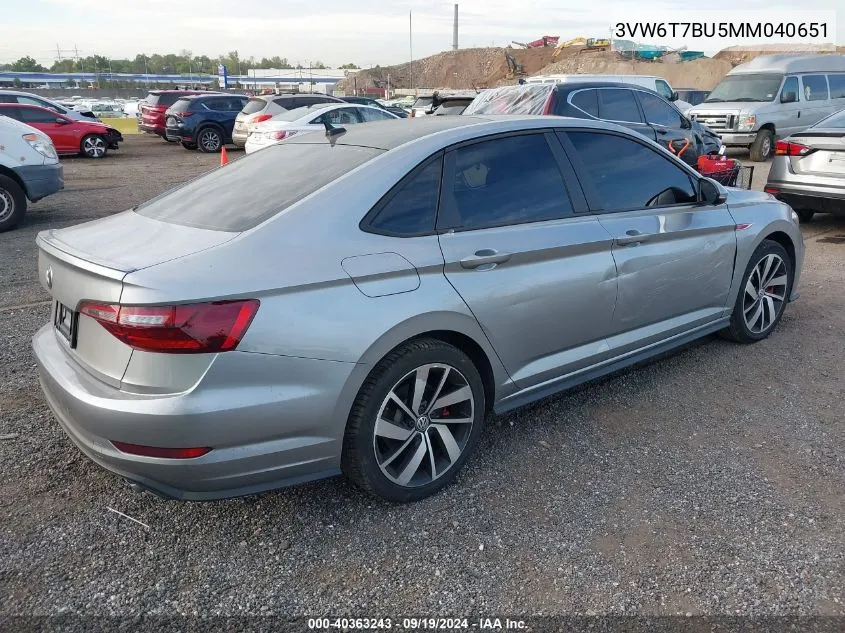 2021 Volkswagen Jetta Gli 2.0T Autobahn/2.0T S VIN: 3VW6T7BU5MM040651 Lot: 40363243