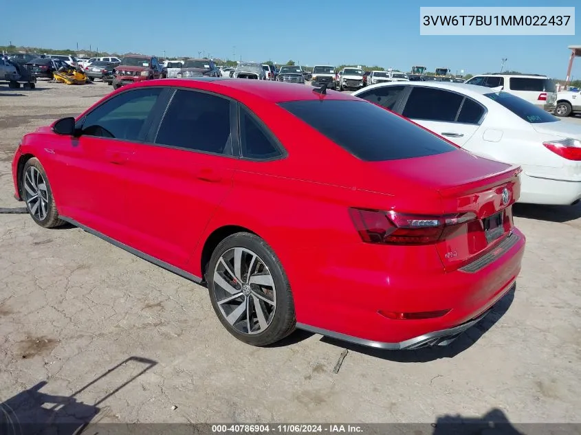 2021 Volkswagen Jetta Gli 2.0T Autobahn/2.0T S VIN: 3VW6T7BU1MM022437 Lot: 40786904