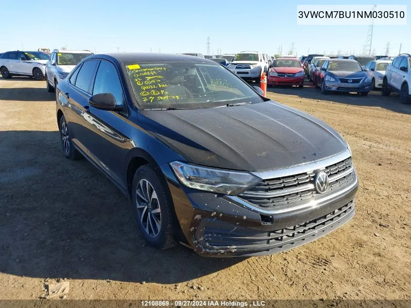 2022 Volkswagen Jetta VIN: 3VWCM7BU1NM030510 Lot: 12108869