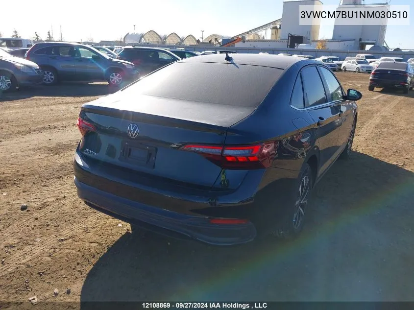 2022 Volkswagen Jetta VIN: 3VWCM7BU1NM030510 Lot: 12108869