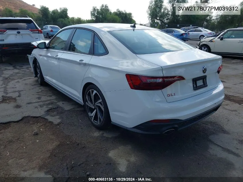 2023 Volkswagen Jetta Gli 2.0T Autobahn VIN: 3VW2T7BU7PM039312 Lot: 40683135