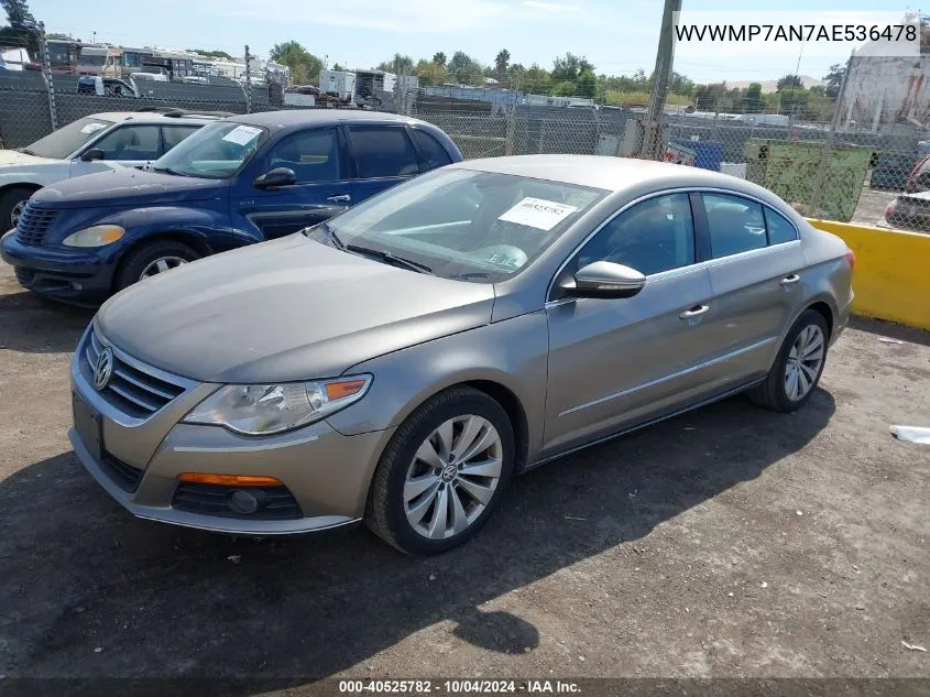 2010 Volkswagen Cc Sport VIN: WVWMP7AN7AE536478 Lot: 40525782