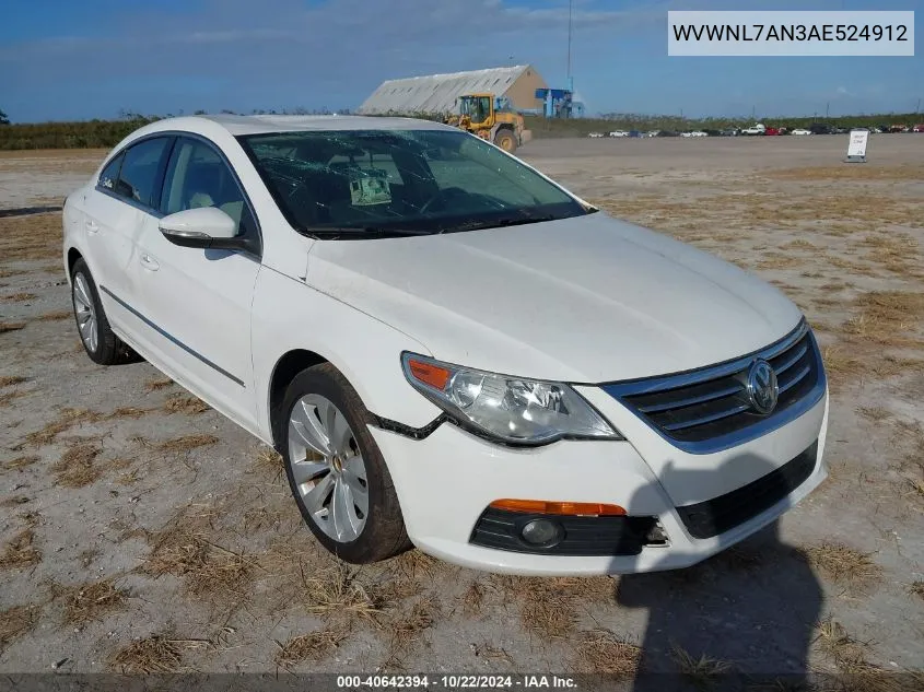 2010 Volkswagen Cc Sport VIN: WVWNL7AN3AE524912 Lot: 40642394