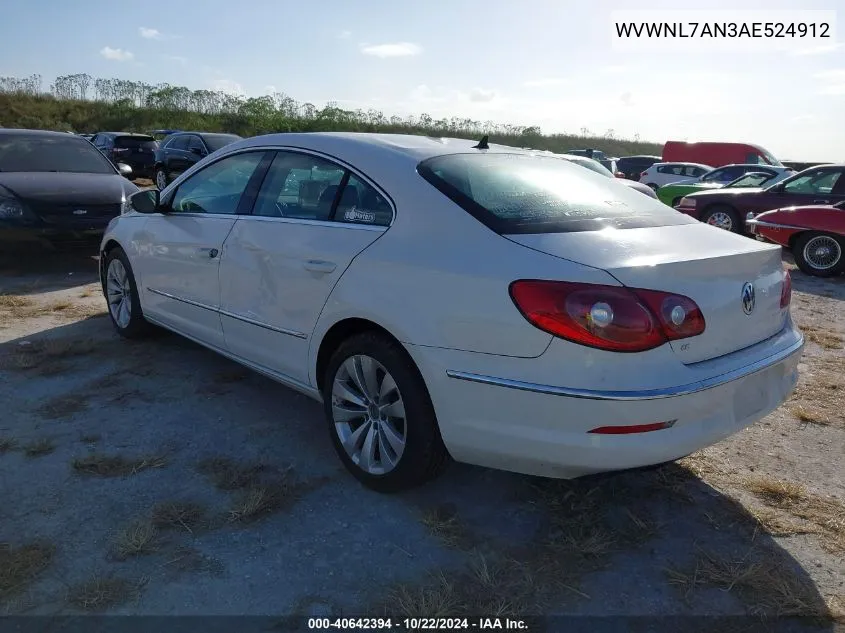 2010 Volkswagen Cc Sport VIN: WVWNL7AN3AE524912 Lot: 40642394