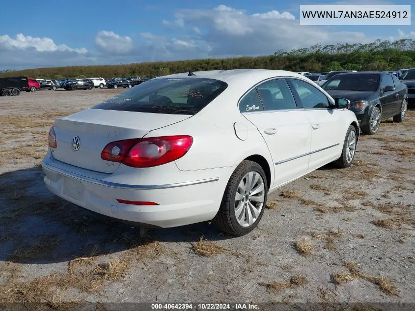 2010 Volkswagen Cc Sport VIN: WVWNL7AN3AE524912 Lot: 40642394