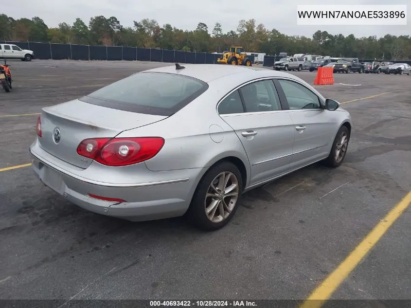 2010 Volkswagen Cc Luxury VIN: WVWHN7ANOAE533896 Lot: 40693422