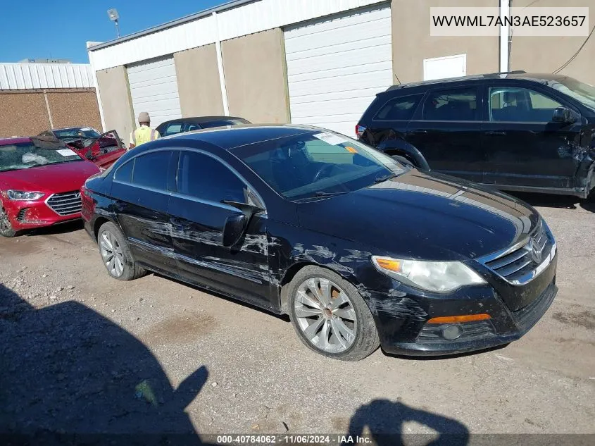 2010 Volkswagen Cc Sport VIN: WVWML7AN3AE523657 Lot: 40784062