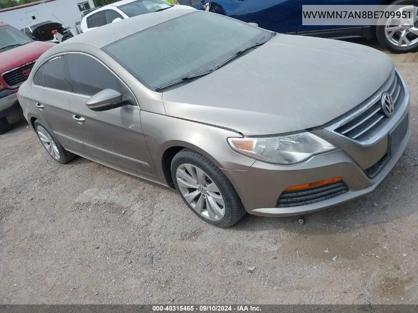 2011 Volkswagen Cc Sport VIN: WVWMN7AN8BE709951 Lot: 40315465