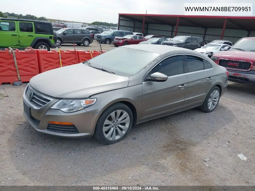 2011 Volkswagen Cc Sport VIN: WVWMN7AN8BE709951 Lot: 40315465