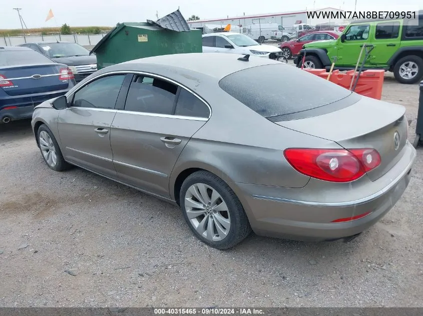 2011 Volkswagen Cc Sport VIN: WVWMN7AN8BE709951 Lot: 40315465