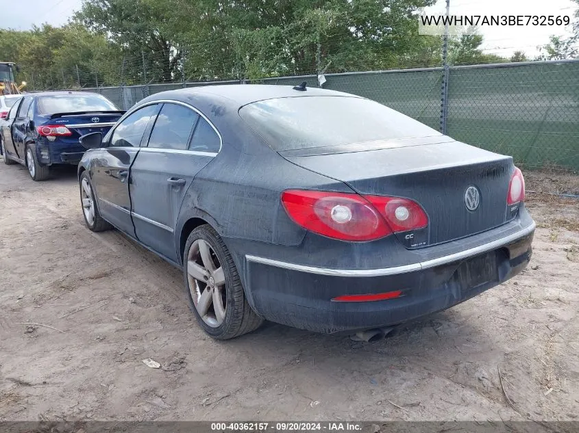 2011 Volkswagen Cc Lux Plus VIN: WVWHN7AN3BE732569 Lot: 40362157