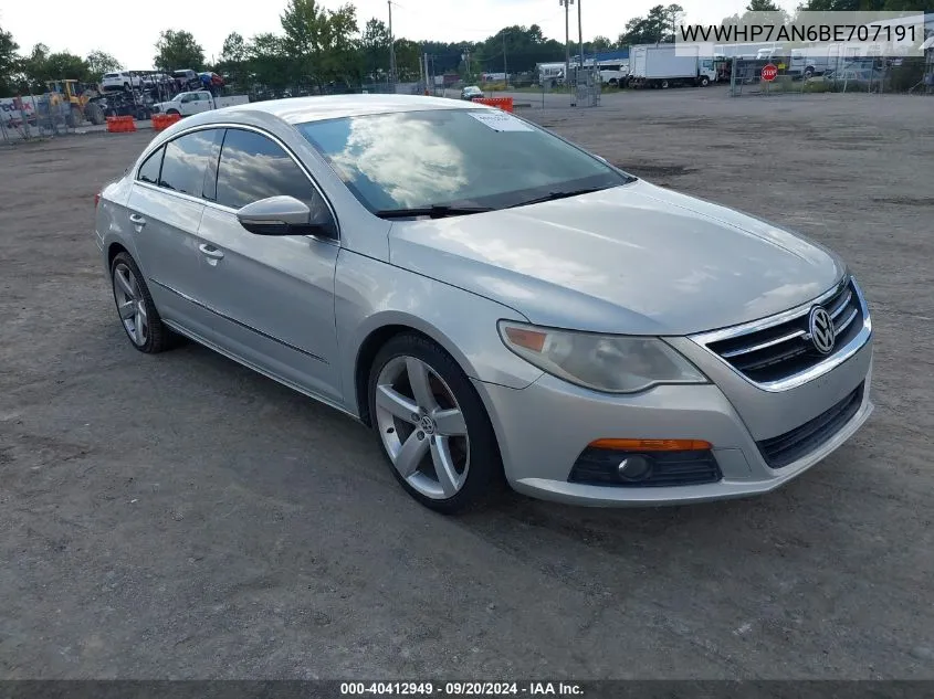 2011 Volkswagen Cc Lux VIN: WVWHP7AN6BE707191 Lot: 40412949