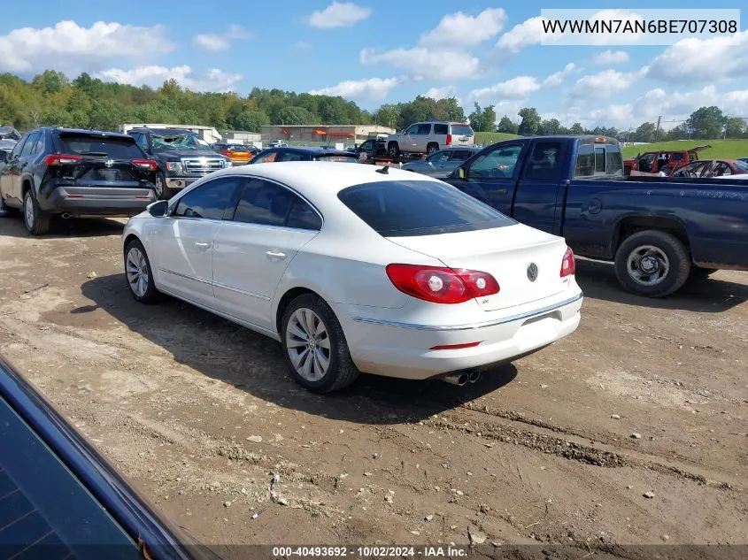 2011 Volkswagen Cc Sport VIN: WVWMN7AN6BE707308 Lot: 40493692