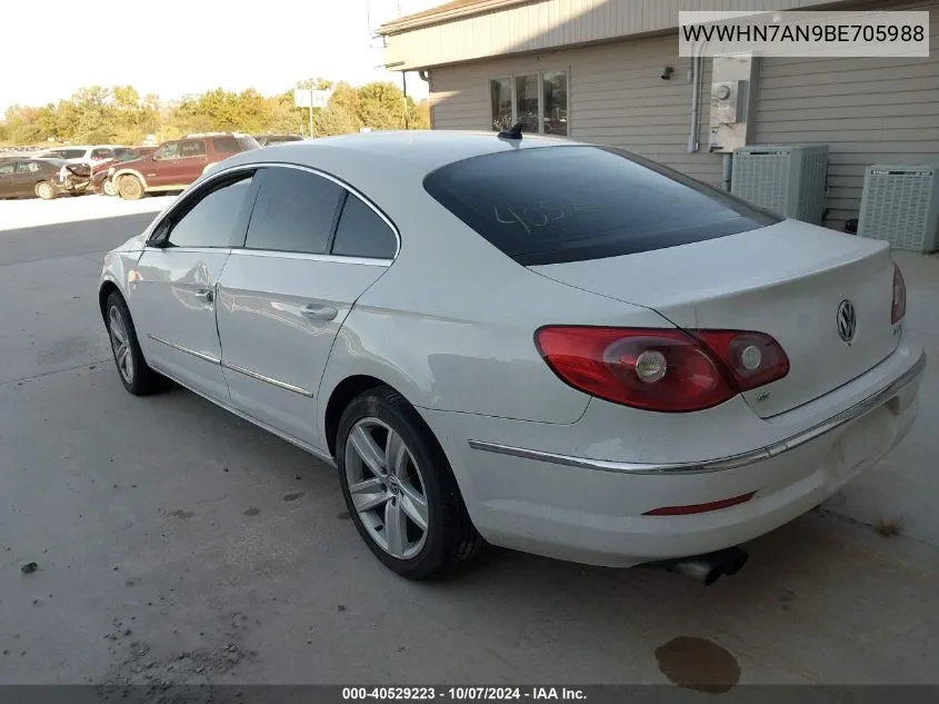 2011 Volkswagen Cc Lux VIN: WVWHN7AN9BE705988 Lot: 40529223