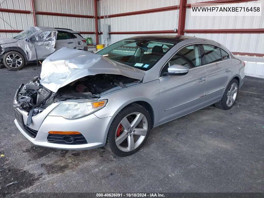 2011 Volkswagen Cc Lux Plus VIN: WVWHP7ANXBE716458 Lot: 40626091