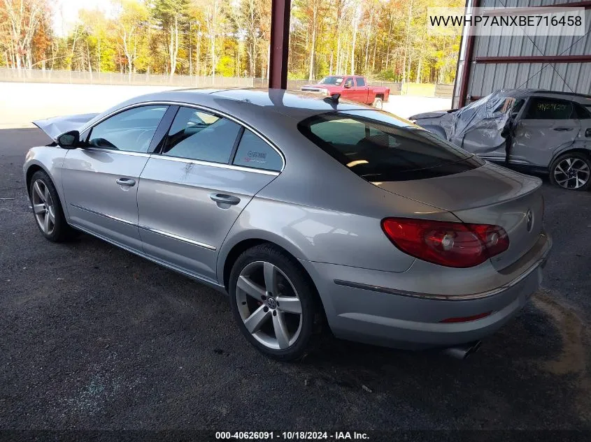 2011 Volkswagen Cc Lux Plus VIN: WVWHP7ANXBE716458 Lot: 40626091