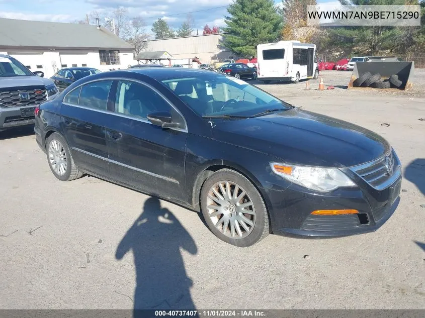 2011 Volkswagen Cc Sport VIN: WVWMN7AN9BE715290 Lot: 40737407