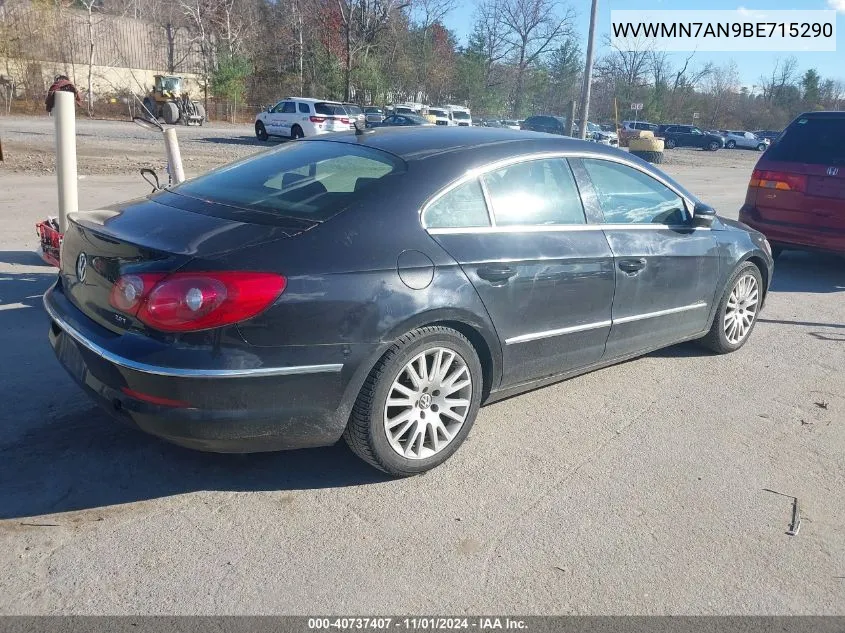 2011 Volkswagen Cc Sport VIN: WVWMN7AN9BE715290 Lot: 40737407